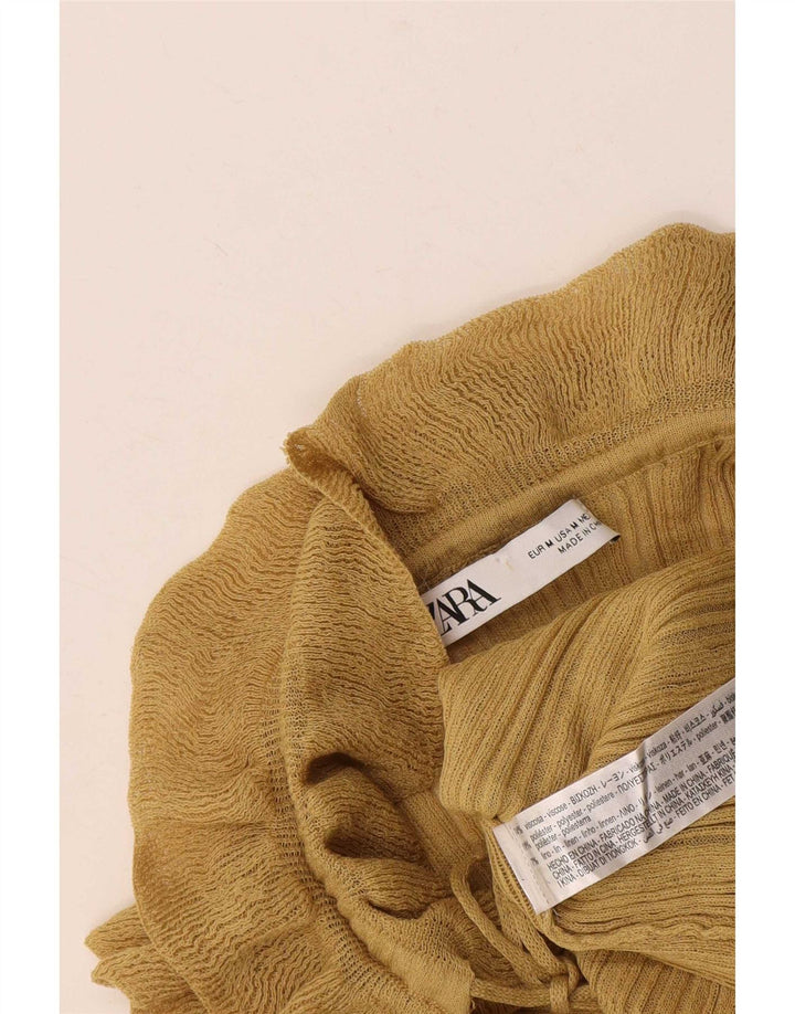 Blusa feminina Zara com babados na frente UK 12 viscose amarela média