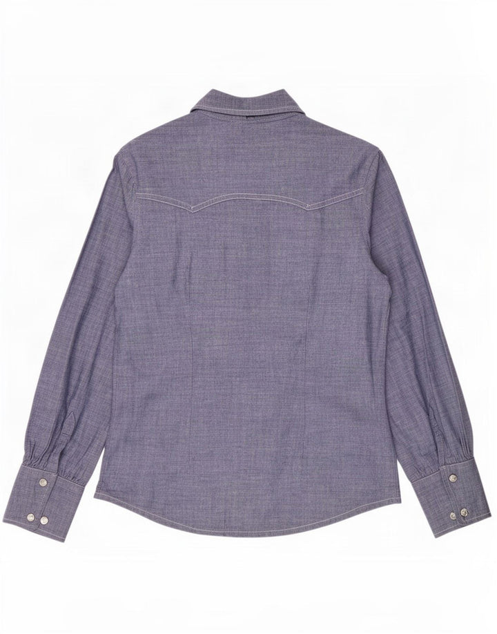 Camisa feminina Levi's UK 14 algodão azul médio