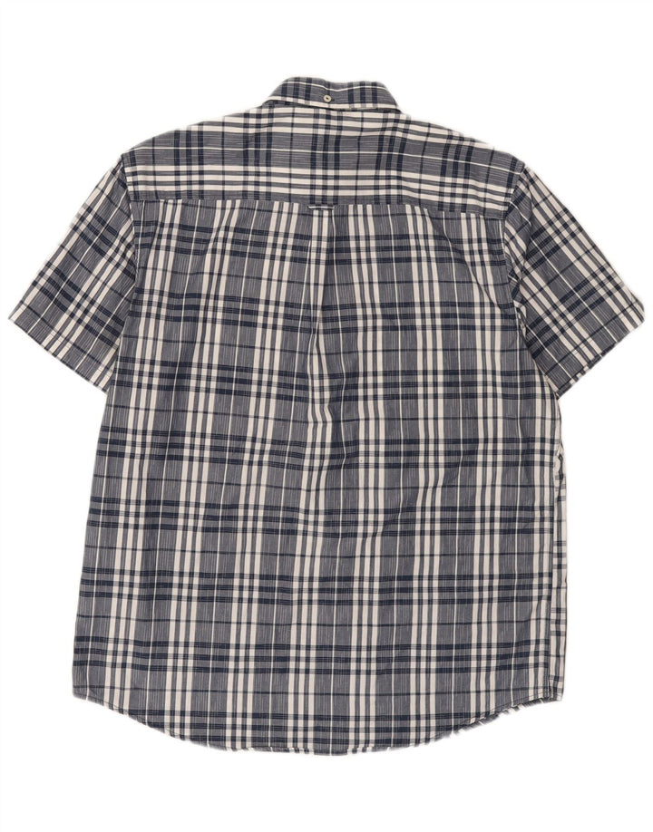 Camisa masculina de manga curta Ben Sherman XL azul marinho xadrez algodão