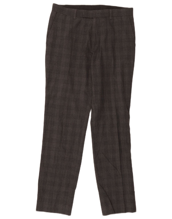 Calça masculina Marks & Spencer Slim Suit W30 L31 cinza xadrez poliéster