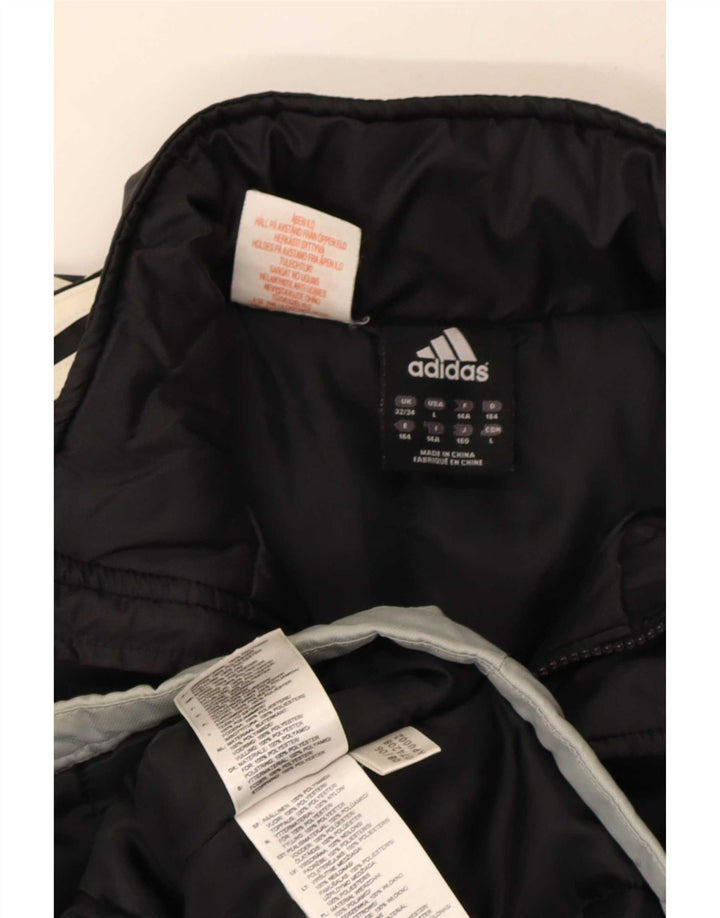 Jaqueta corta-vento masculina Adidas 13-14 anos preto colorblock poliéster