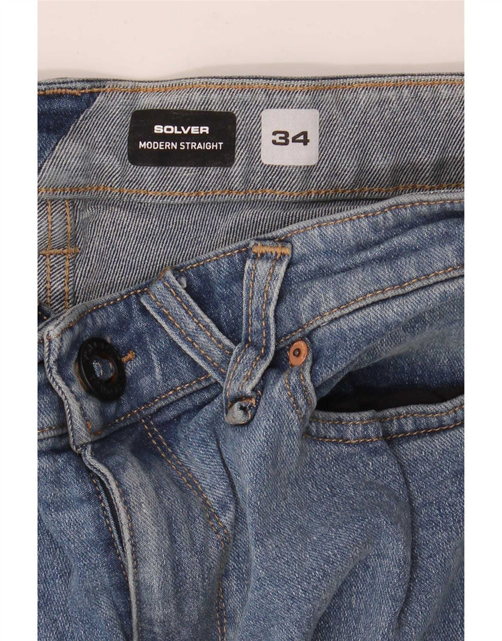 Volcom Masculino Solver Straight Jeans W34 L31 Azul Algodão