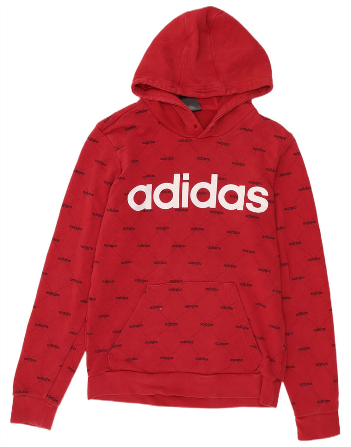 ADIDAS Mens Graphic Hoodie Jumper Pequeno Algodão Vermelho