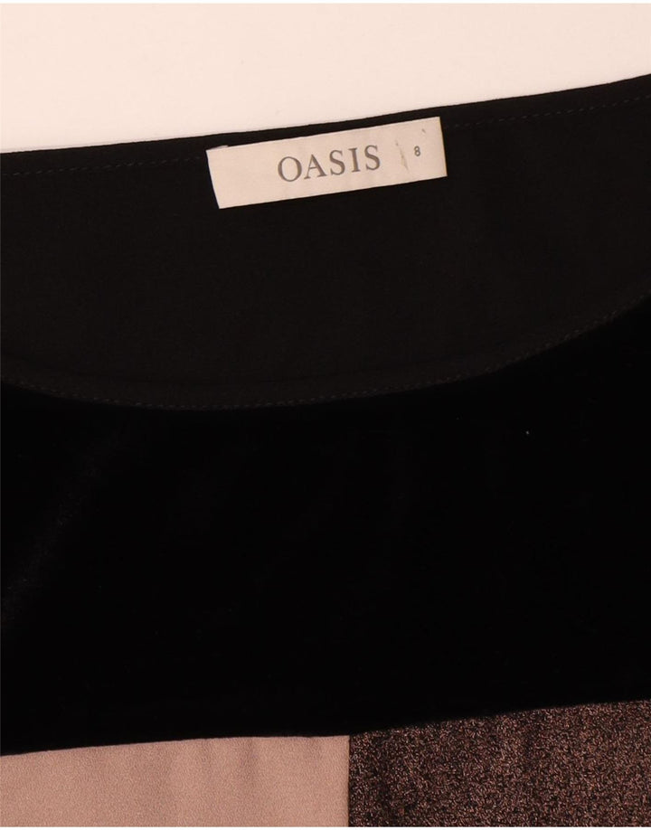 Blusa feminina Oasis UK 8 pequena preta colorblock poliéster