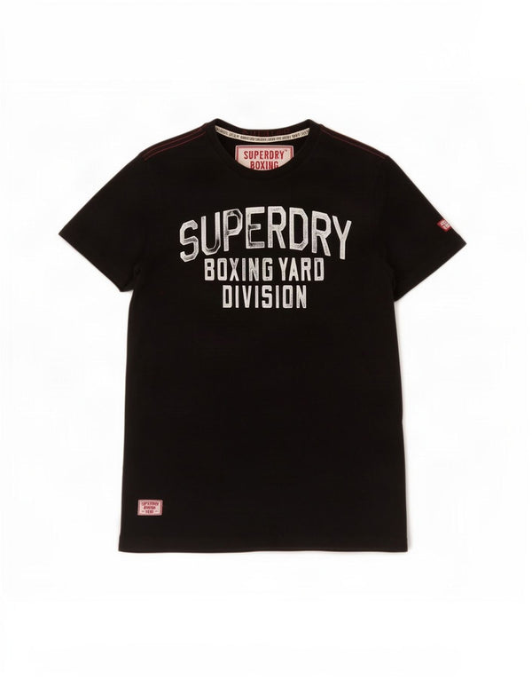 Superdry Mens Graphic T-Shirt Top Grande Algodão Preto