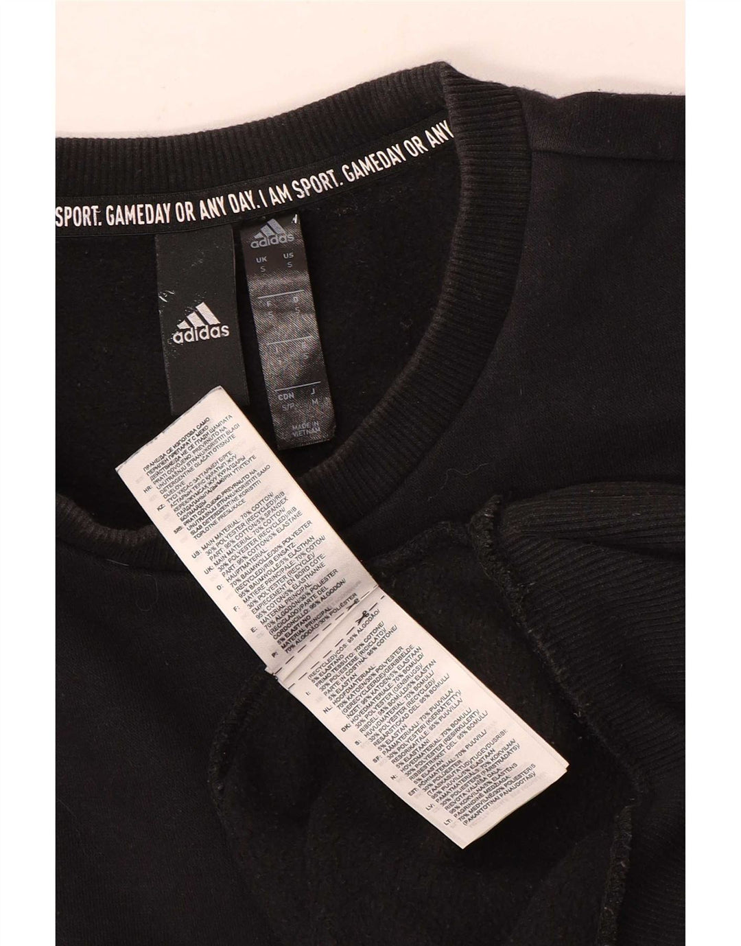 Adidas Mens Moletom Jumper Pequeno Algodão Preto