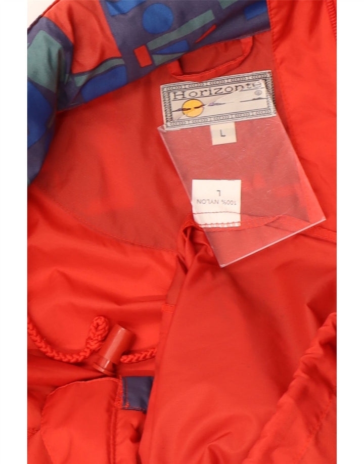 Jaqueta de chuva com capuz masculina vintage UK 40 grande geométrica multicolorida