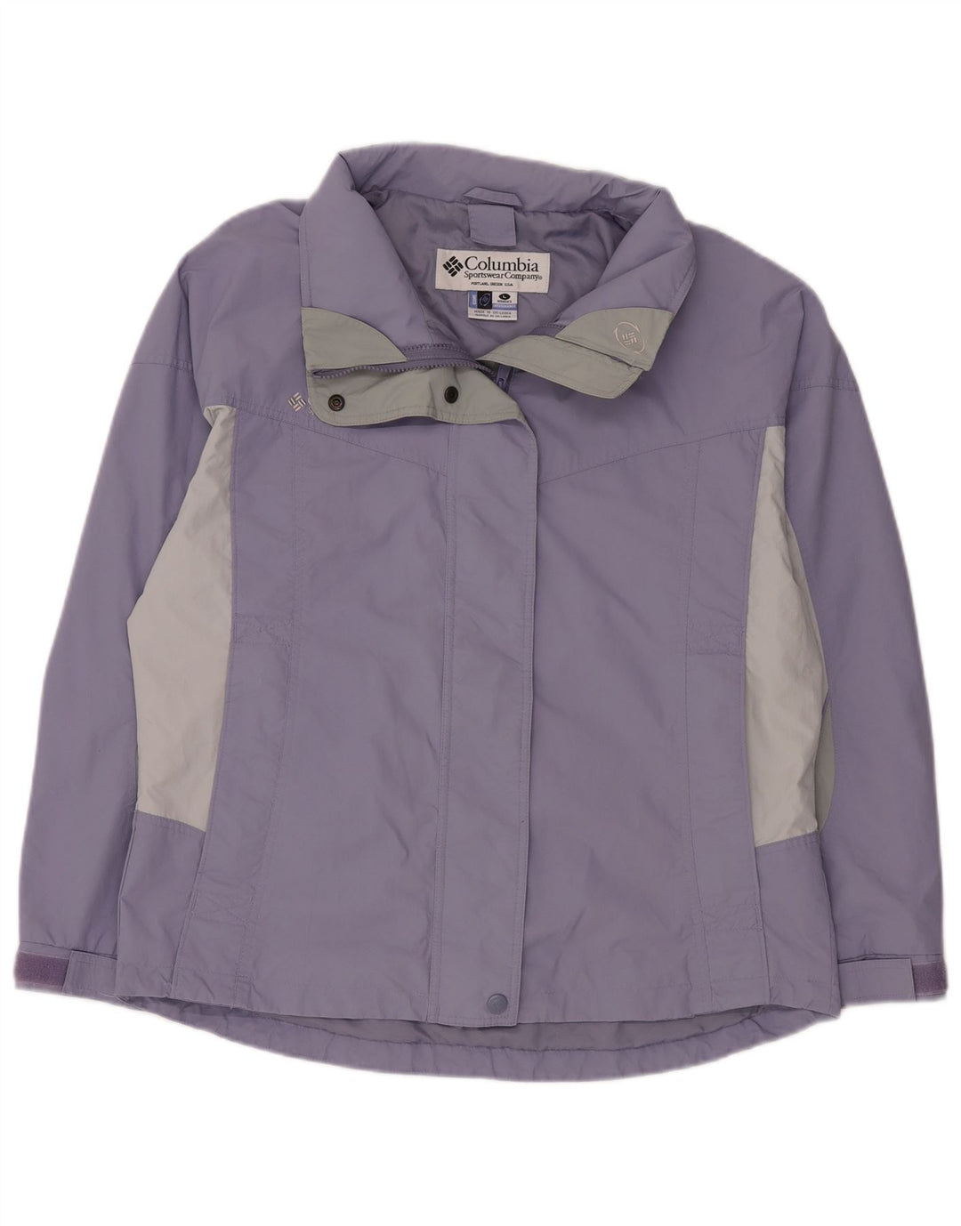 COLUMBIA Jaqueta de chuva feminina Interchange UK 16 grande bloco colorido roxo