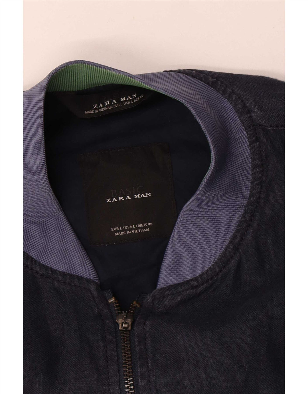 Jaqueta bomber masculina Zara UK 40 grande azul marinho
