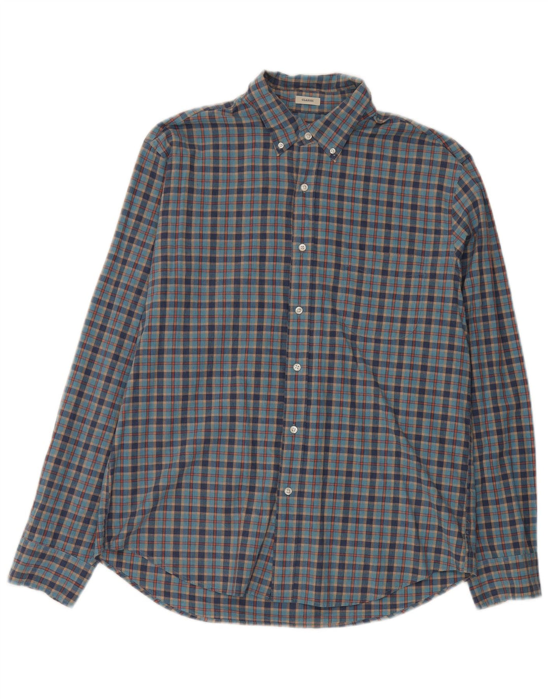 Camisa masculina J. Crew Classic Fit grande algodão xadrez azul