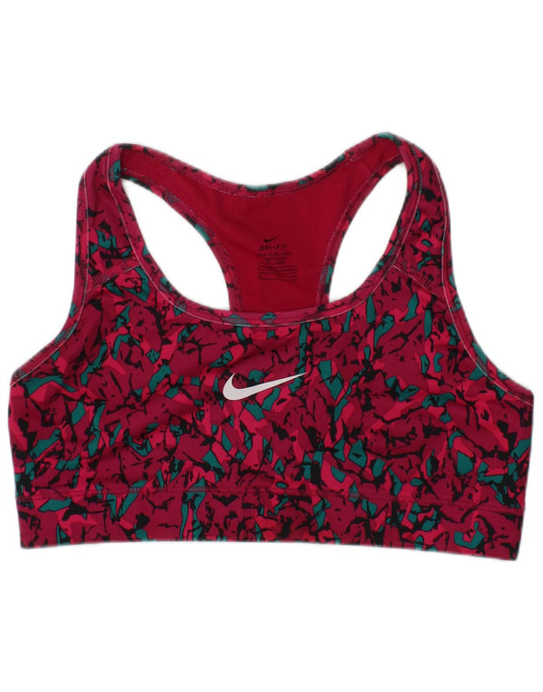 Sutiã esportivo Nike feminino Dri Fit gráfico top pequeno rosa floral esportivo