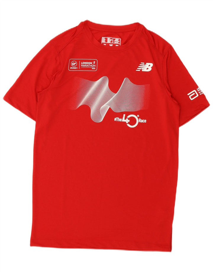 Camiseta gráfica masculina New Balance XS poliéster vermelho
