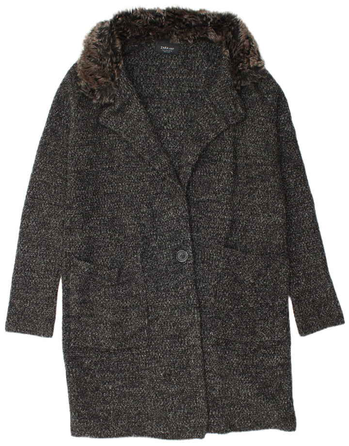 Sobretudo de malha oversized feminino Zara Reino Unido 10 pequeno acrílico manchado preto