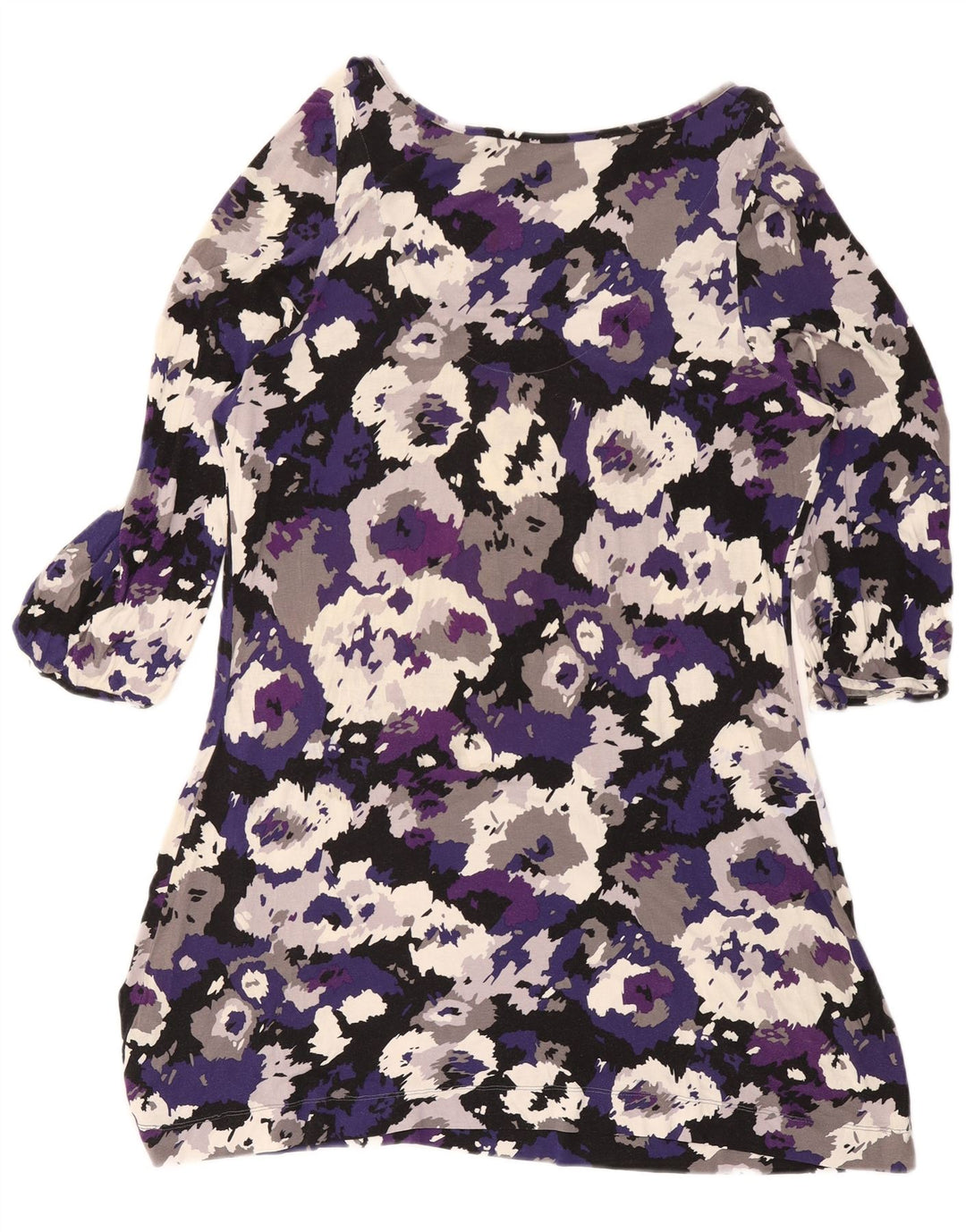 Vestido básico feminino Marks & Spencer manga 3/4 Reino Unido 16 grande camuflagem roxa