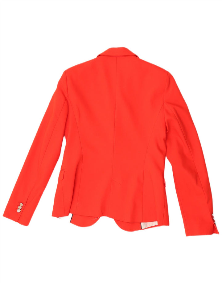 Jaqueta blazer feminina Zara com 1 botão Reino Unido 12 acetato vermelho médio