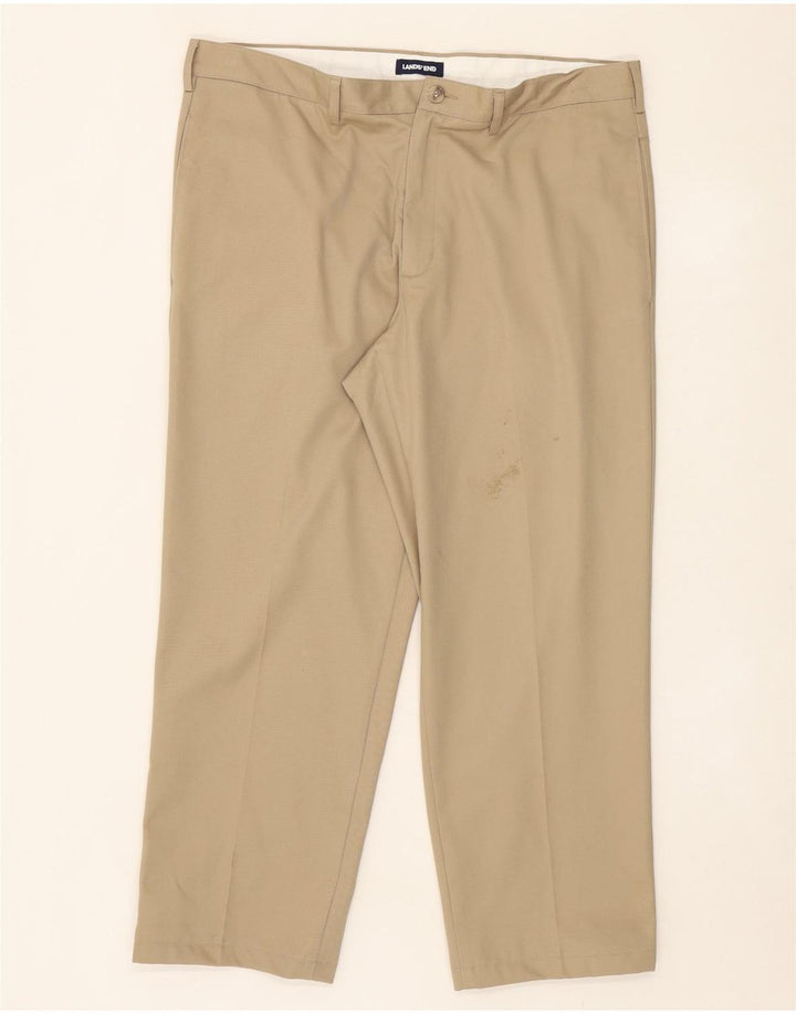 LANDS END Mens Straight Chino Trousers W38 L28 Beige Cotton Vintage Lands End and Second-Hand Lands End from Messina Hembry 