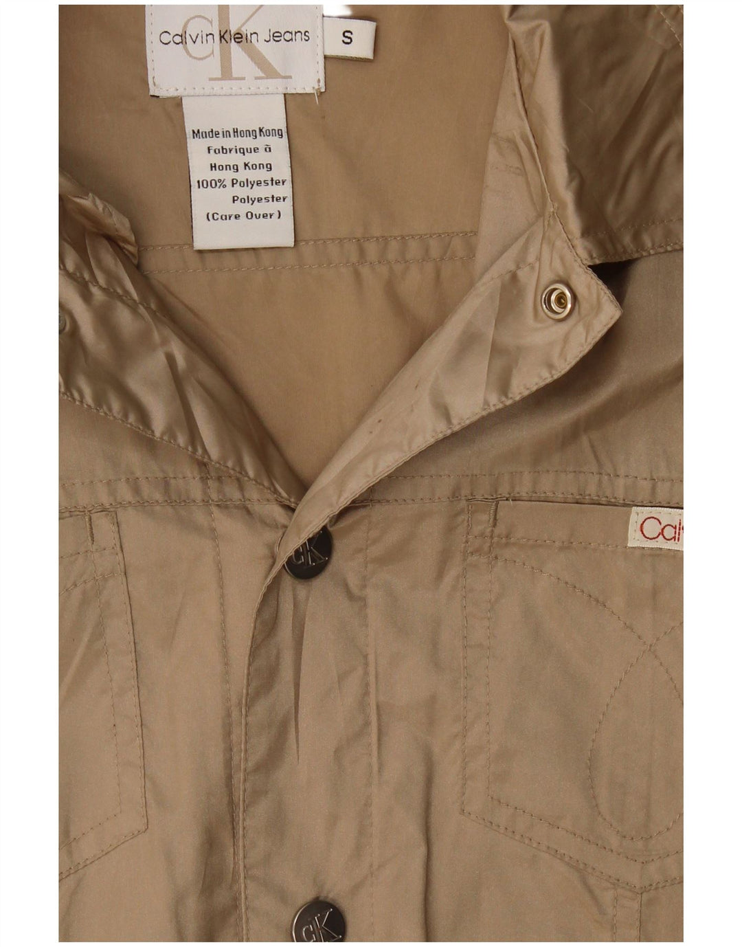 Jaqueta bomber masculina Calvin Klein Jeans pequena bege poliéster