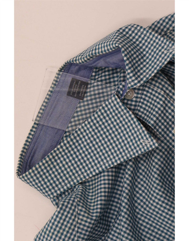 Camisa masculina Nautica tamanho 16 1/2 grande algodão guingão azul