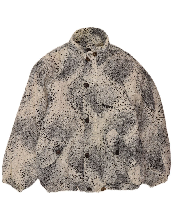 BRUGI Mens Loose Fit Windbreaker Jacket UK 32 2XS Off White Flecked
