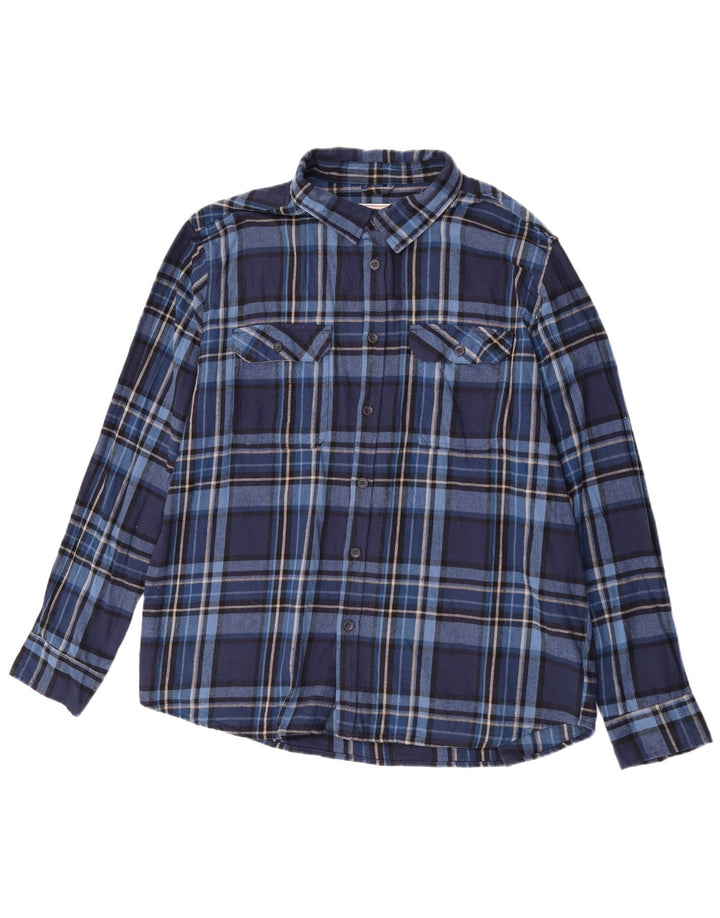 Camisa masculina de flanela Mountain Warehouse 3XL algodão xadrez azul