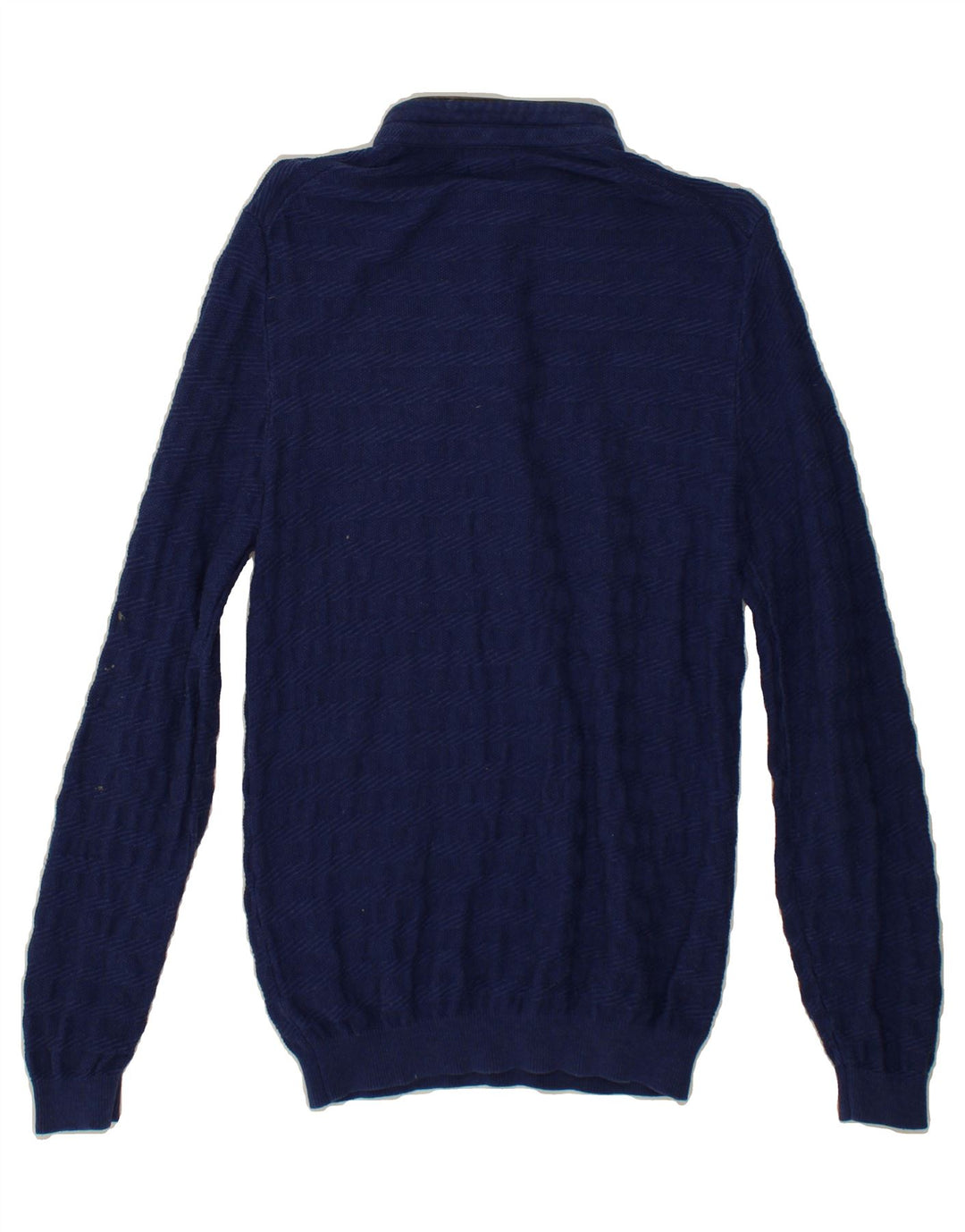 MASSIMO DUTTI Mens Button Neck Jumper Sweater Medium Navy Blue Cotton Vintage Massimo Dutti and Second-Hand Massimo Dutti from Messina Hembry 