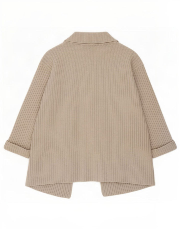 Suéter cardigã feminino Marks & Spencer Reino Unido 10 lã bege pequena