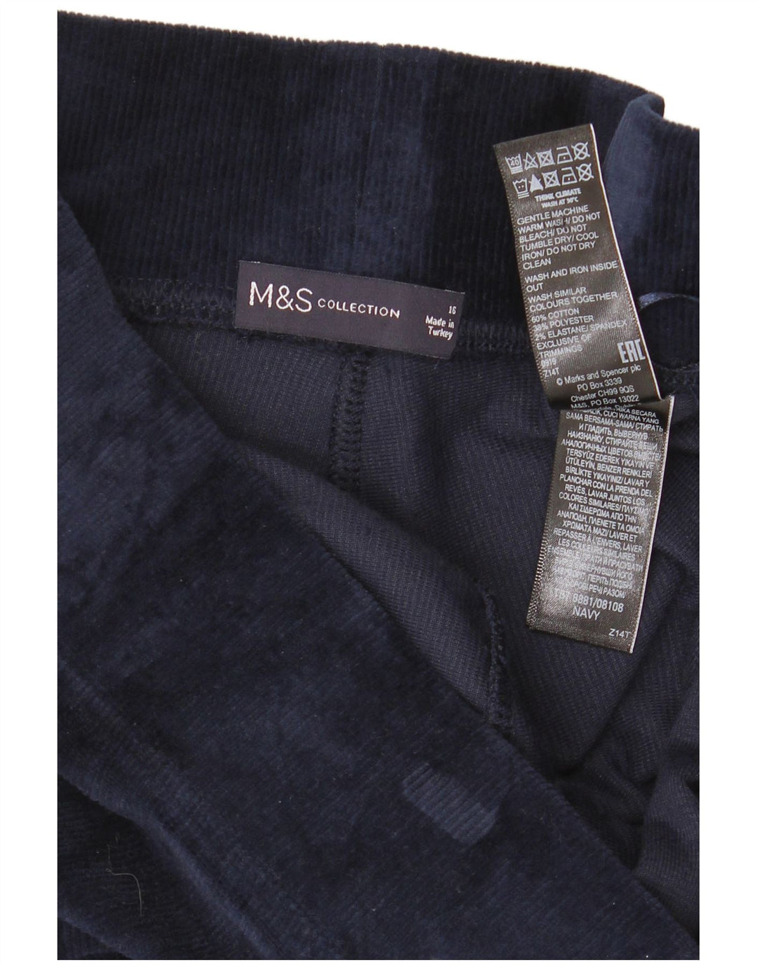 Leggings femininas Marks & Spencer Reino Unido 16 grande algodão azul marinho
