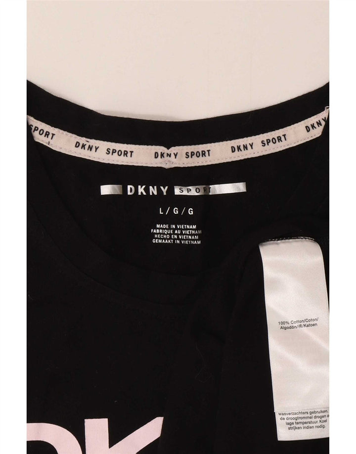 Dkny Womens Graphic Vest Top UK 16 Grande Algodão Preto