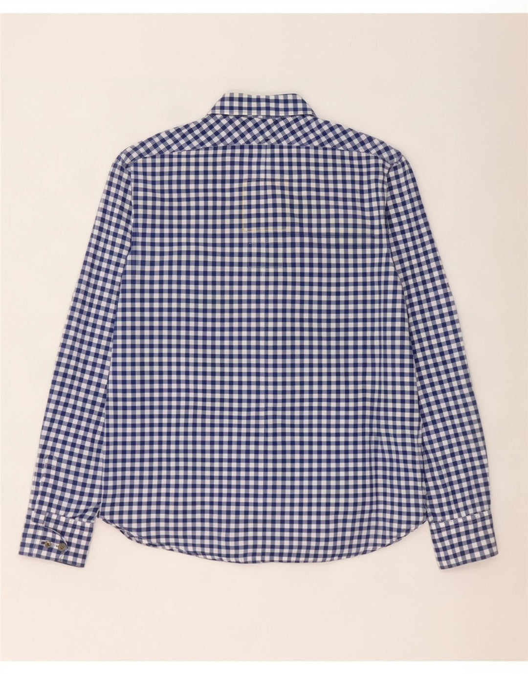 Camisa masculina G-Star de algodão guingão azul médio