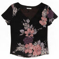 Blusa feminina Marks & Spencer UK 16 grande poliéster floral preto
