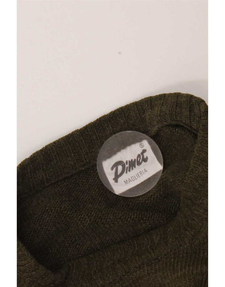 Suéter vintage masculino com gola redonda, médio cáqui Argyle/Diamante