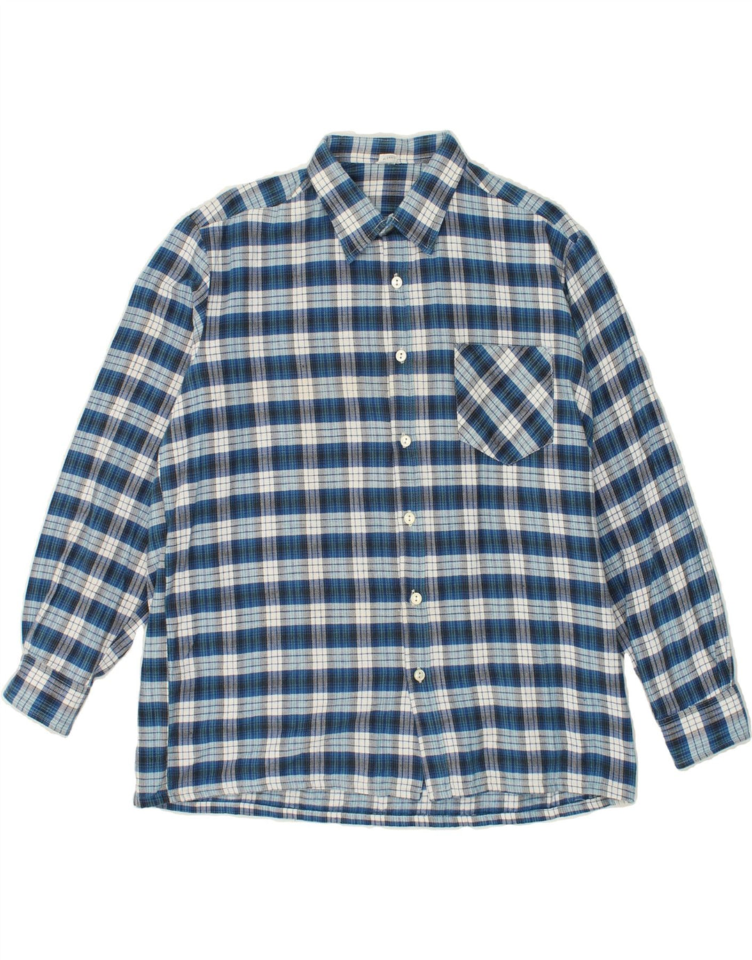 VINTAGE Mens Shirt Large Blue Check Cotton | Vintage Vintage | Thrift | Second-Hand Vintage | Used Clothing | Messina Hembry 