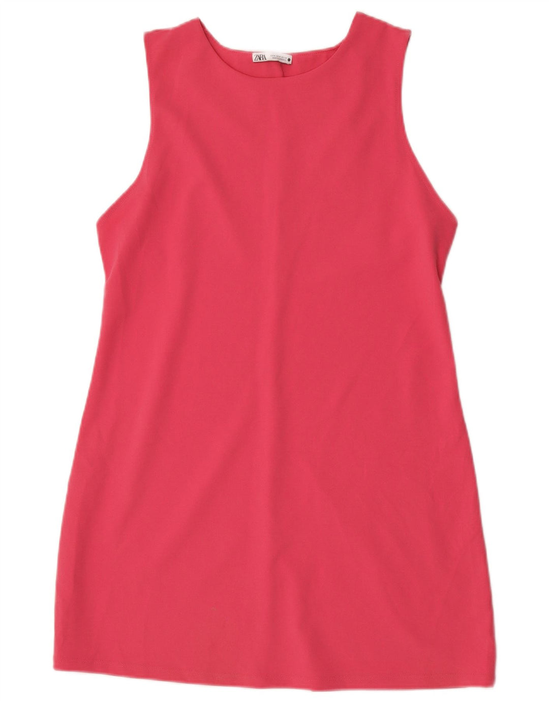 Vestido feminino Zara com bainha sem mangas UK 12 poliéster rosa médio