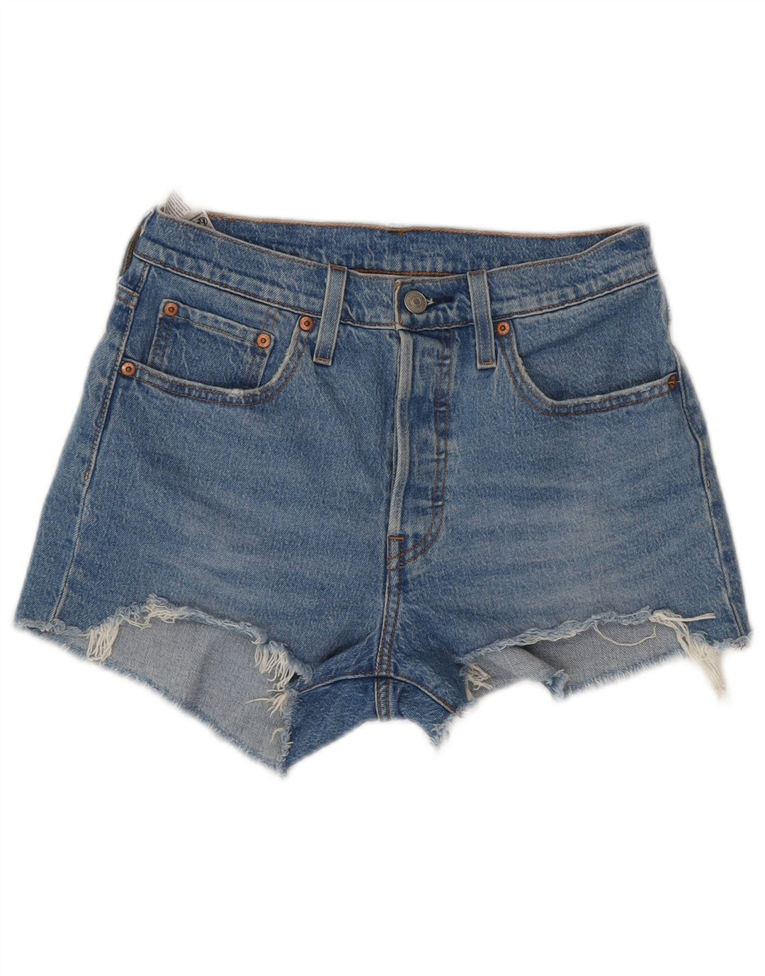 LEVI'S Womens 501 Denim Hot Pants W27 Pequeno Azul Algodão