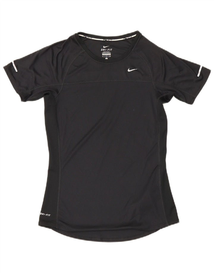 Camiseta feminina Nike Dri Fit Top UK 10 pequena preta poliéster