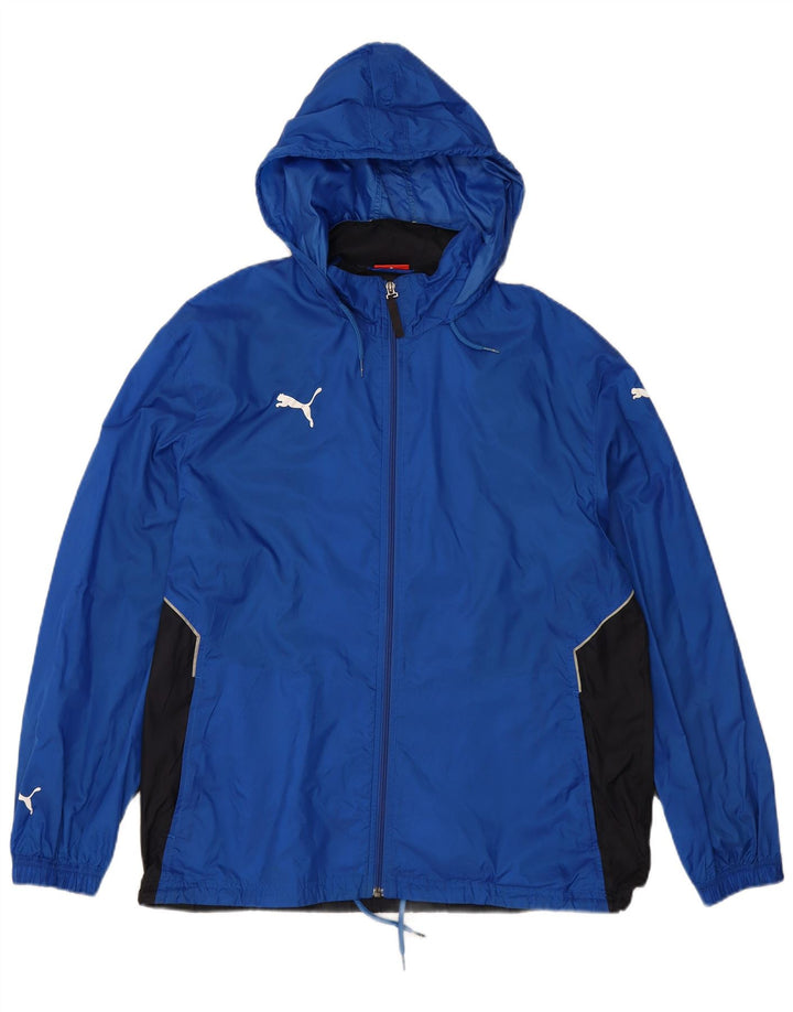 PUMA Jaqueta de chuva masculina com capuz UK 38 Medium Blue Colourblock