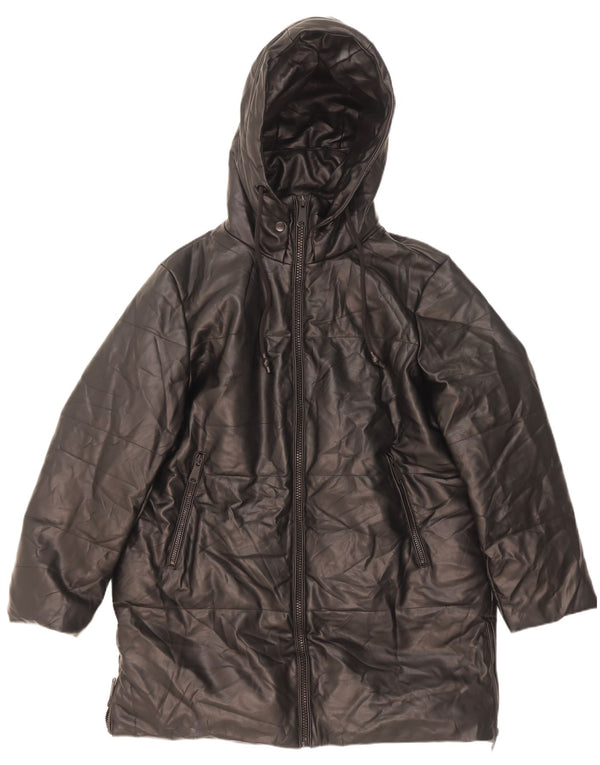 Casaco acolchoado com capuz grande Zara masculino, poliéster preto médio