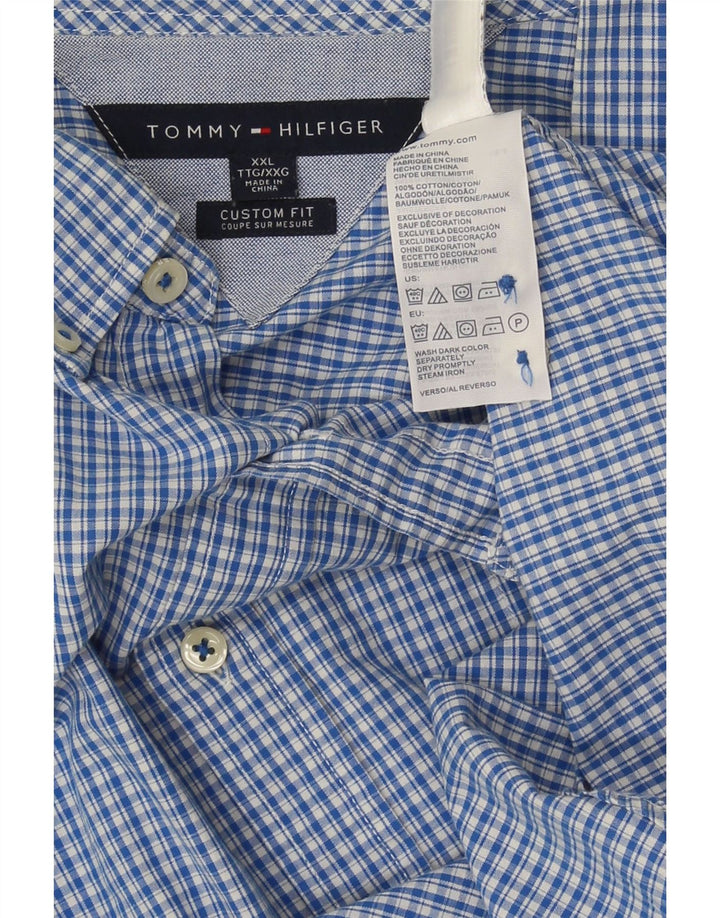 Camisa masculina Tommy Hilfiger Custom Fit 2XL algodão xadrez azul