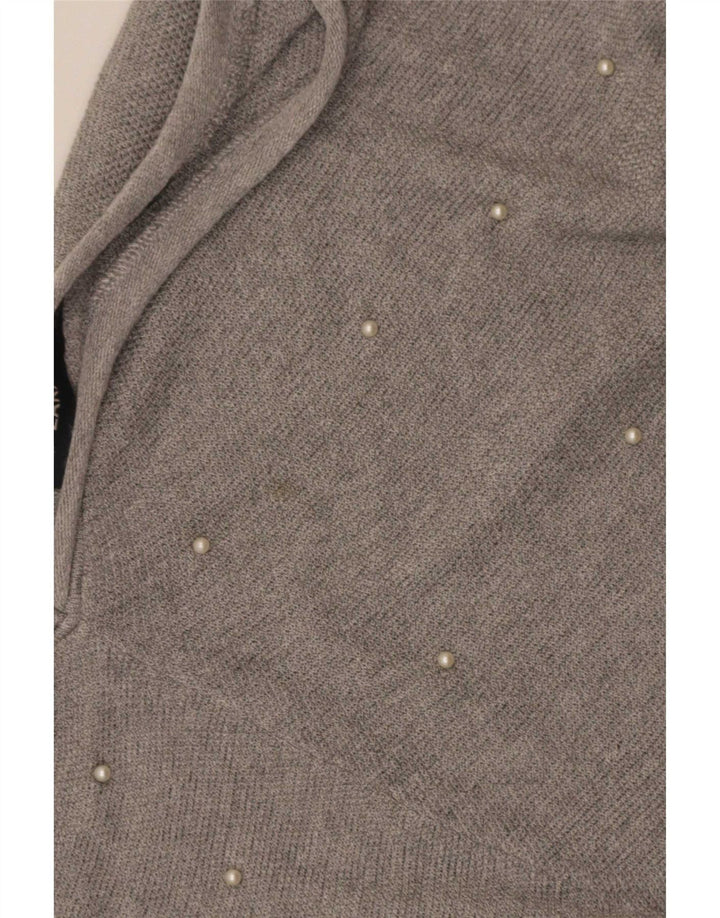Zara Suéter feminino oversized com decote em V Reino Unido 14 cinza médio