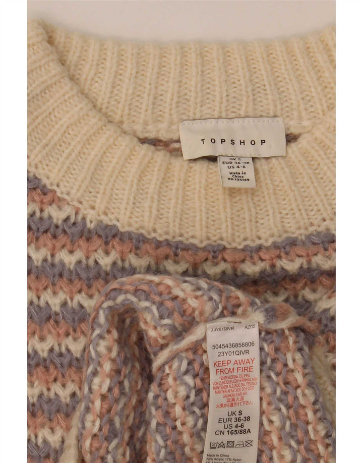 Suéter feminino Topshop com gola tartaruga e gola redonda Reino Unido 10 pequeno multicolorido