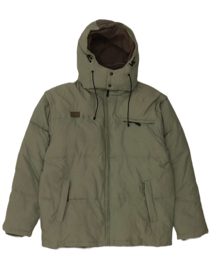 Jaqueta masculina Fila com capuz acolchoada UK 40 grande poliamida verde