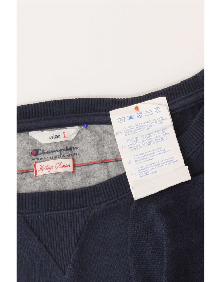 Suéter gráfico Champion masculino Heritage Classics grande azul marinho