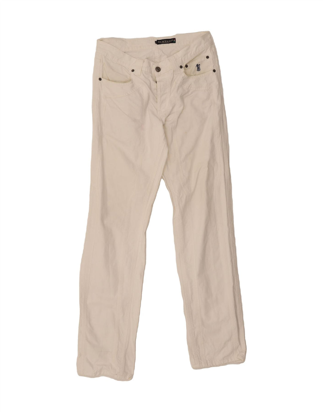 JECKERSON Mens Slim Casual Trousers W29 L32 White Cotton Vintage Jeckerson and Second-Hand Jeckerson from Messina Hembry 