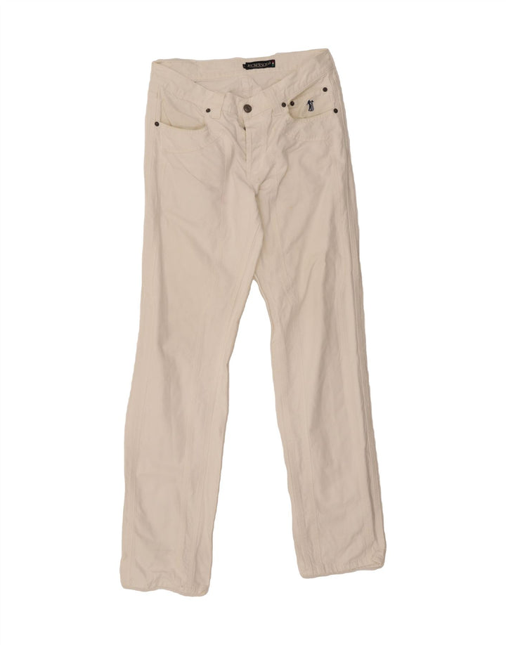 JECKERSON Mens Slim Casual Trousers W29 L32 White Cotton Vintage Jeckerson and Second-Hand Jeckerson from Messina Hembry 