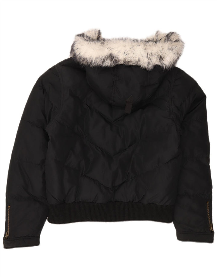 Jaqueta acolchoada com capuz feminino BRUGI UK 14 grande poliéster preto