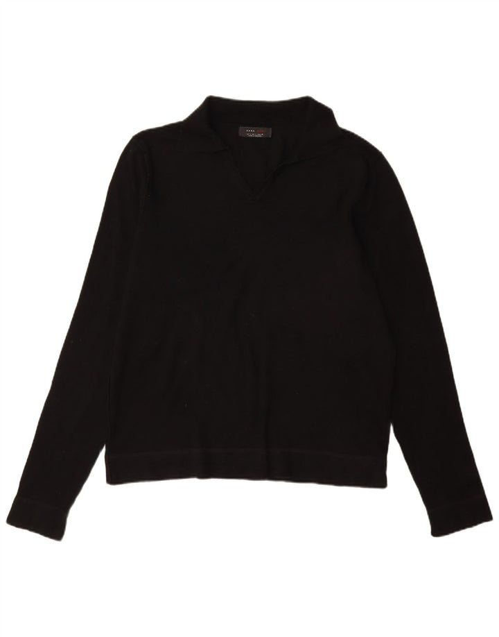 Suéter masculino ZARA com gola polo grande preto