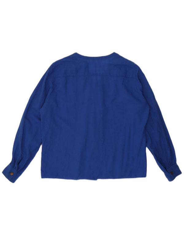 Camisa Vintage Feminina Blusa Reino Unido 16 Large Azul