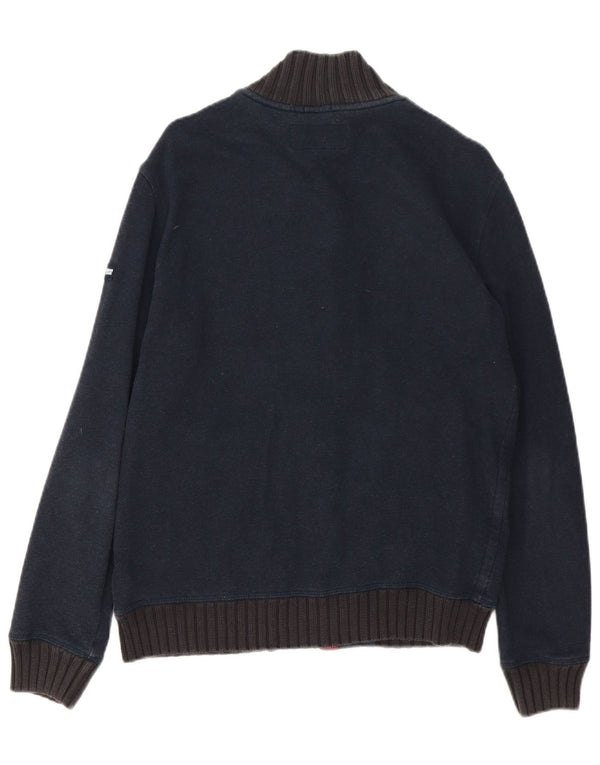 Suéter cardigã masculino Armani Jeans grande algodão azul marinho