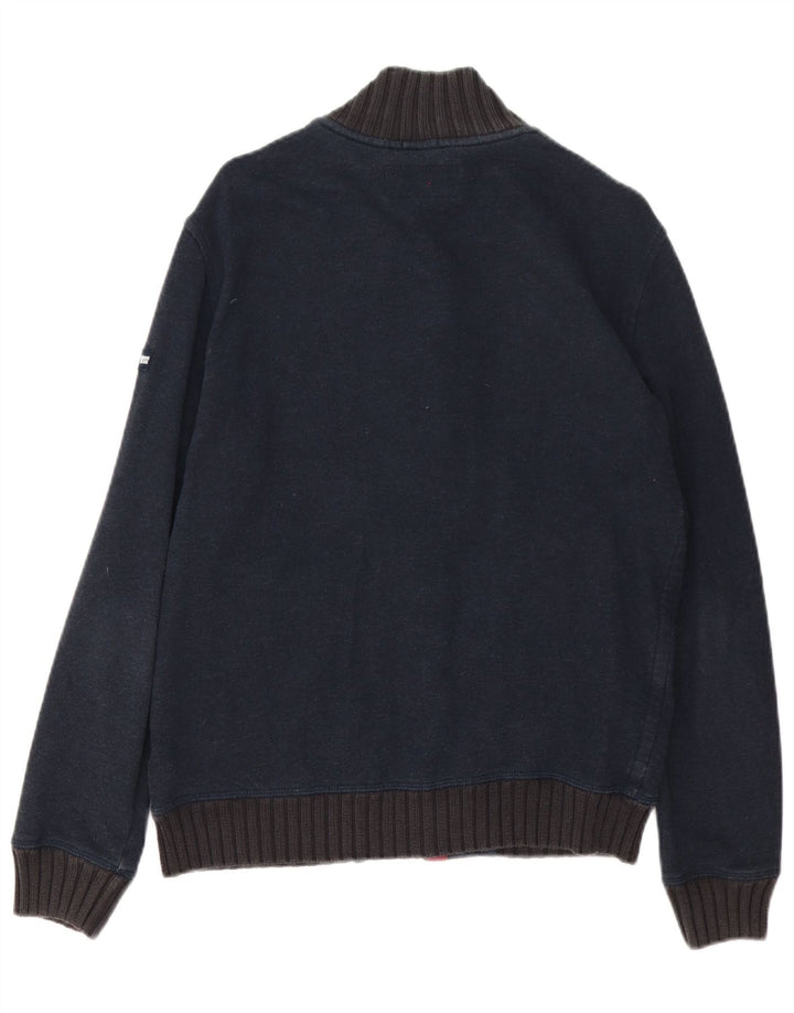 Suéter cardigã masculino Armani Jeans grande algodão azul marinho