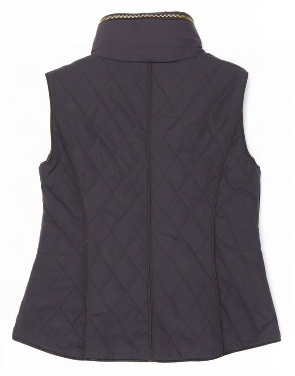 Colete acolchoado com capuz feminino Zara UK 12 médio azul marinho